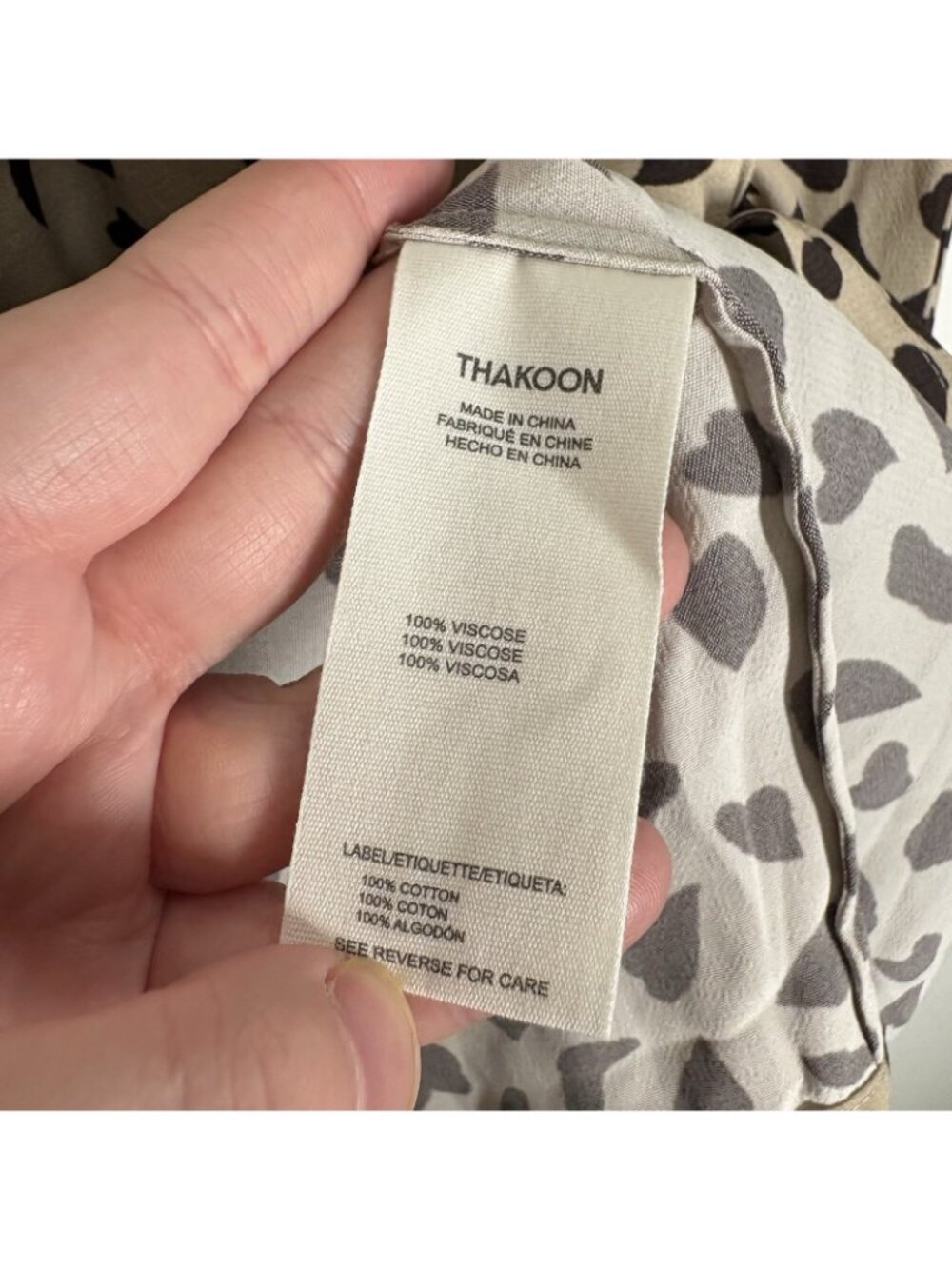 Thakoon Women M AL Beige Combo Long Sleeve Animal Printed Smocked Top NWT - Picture 13 of 15